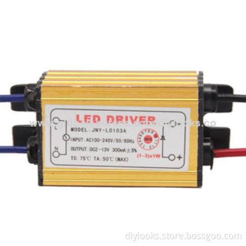 LED Driver with 2Pin JST Connector Cable for 1-3 x 1W LED Floodlight Lamp